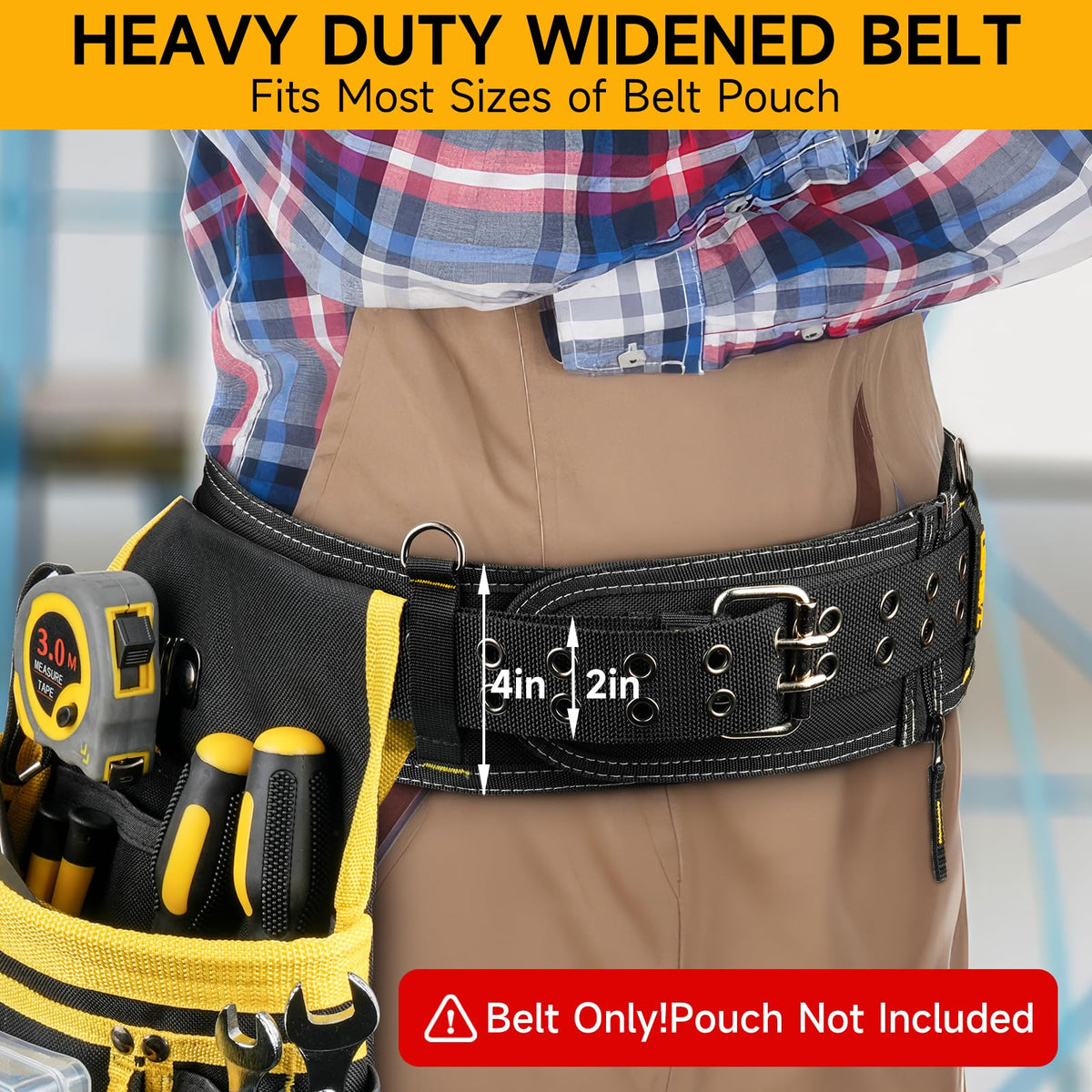 4-Inch Padded Heavy Duty Tool Belt with Suspenders D8700