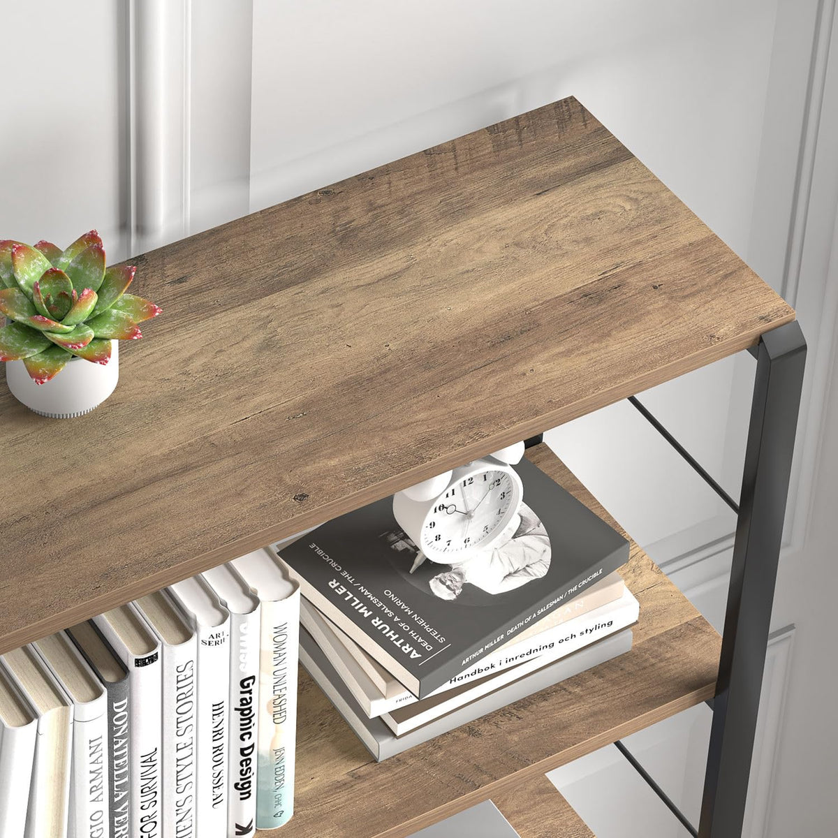 5 Tier Wood and Metal Bookshelf O20109