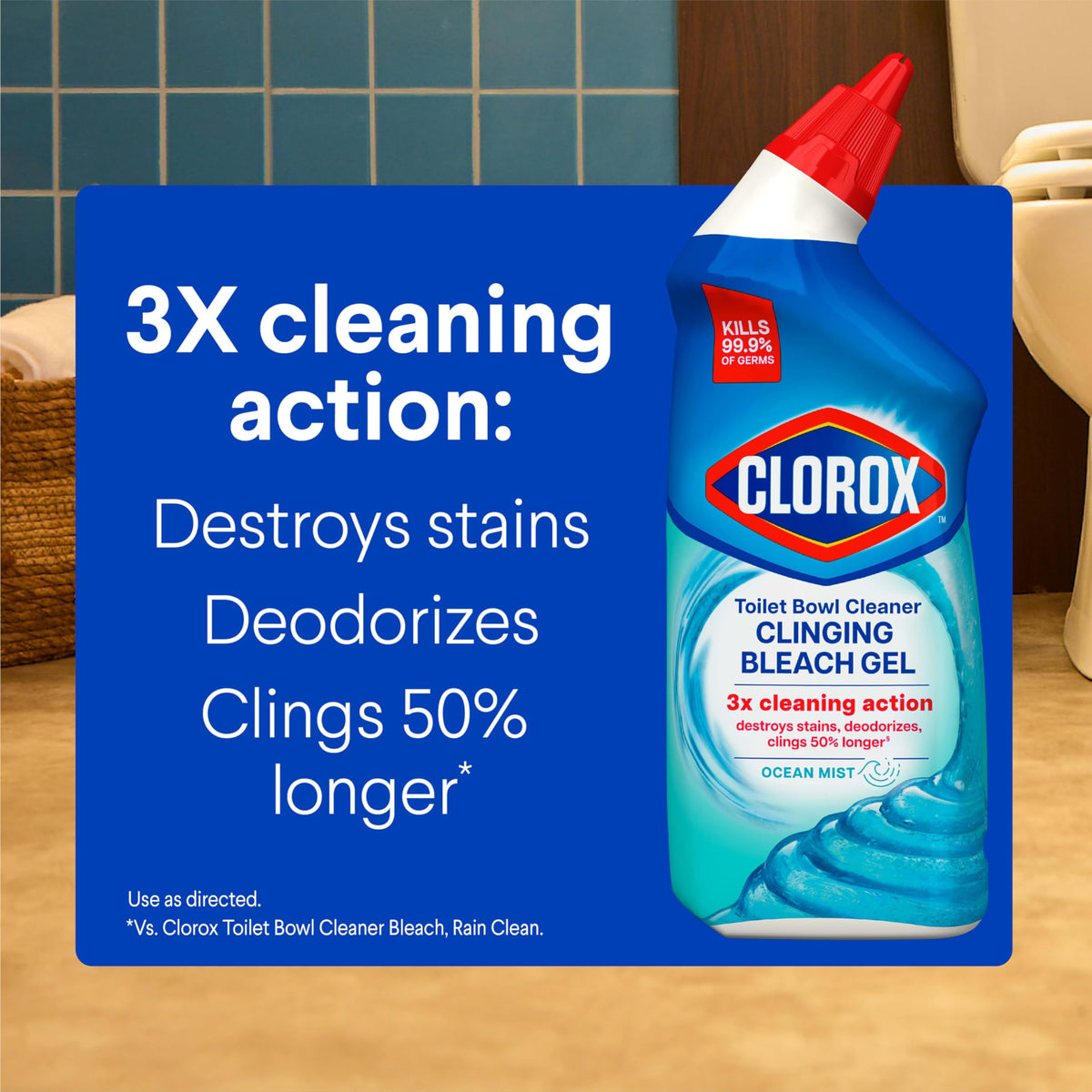 Toilet Bowl Cleaner Clinging Bleach Gel, Ocean Mist, 24 Fl Oz, Pack of 2 R1651