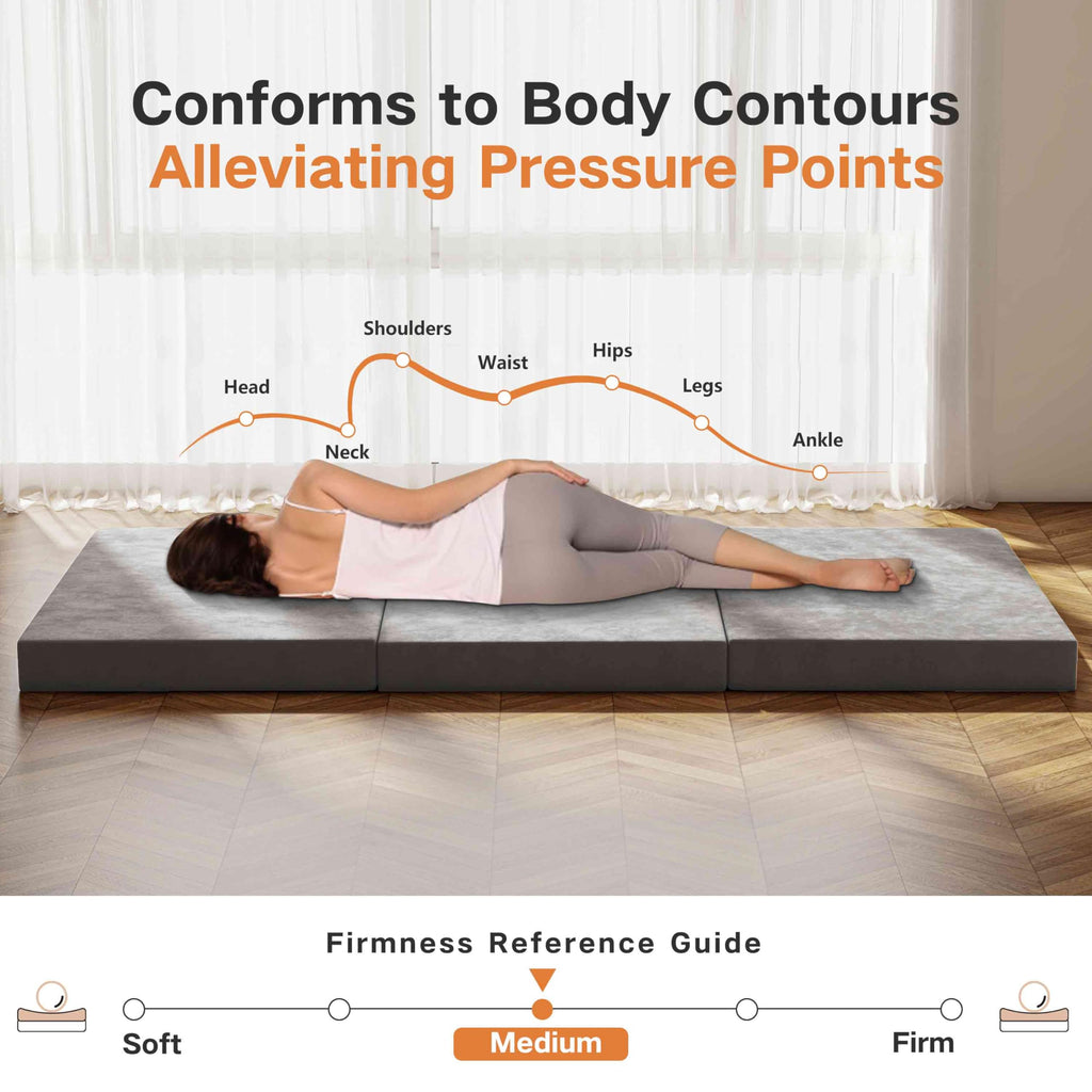 4 inch Twin Tri-Fold Memory Foam Mattress with Washable Cover I932330