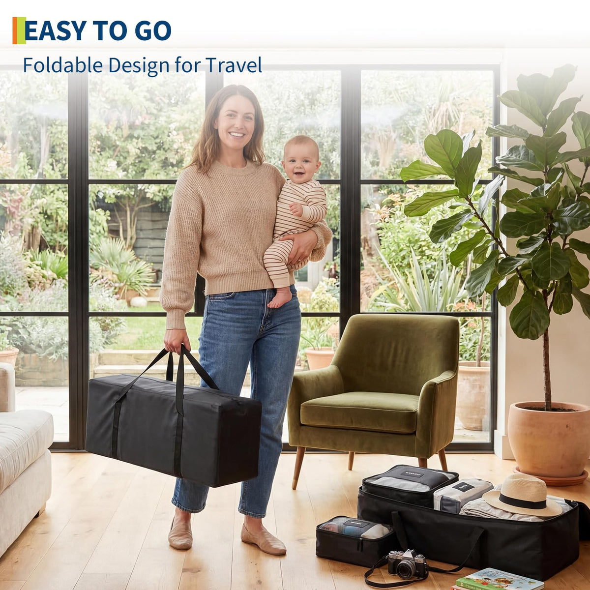 4 in 1 Pack and Play with Bassinet, Changing Table, Playpen and Carry Bag I504820