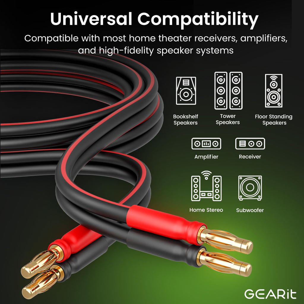 14 Gauge OFC Speaker Wire with Banana Plugs, 2 Pack 6.6 ft Each L3508