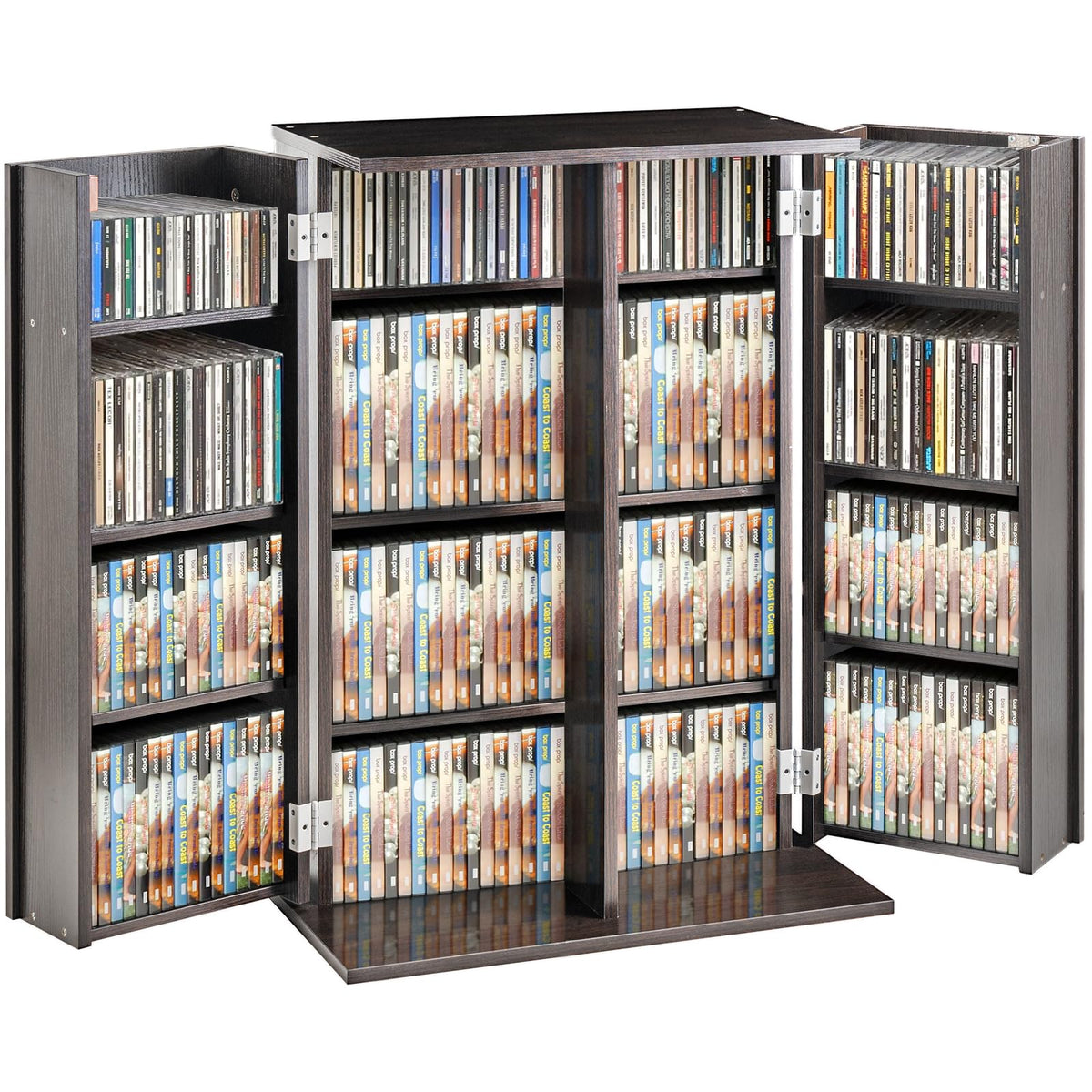 Espresso Media Storage Cabinet with Doors and Shelves B6699