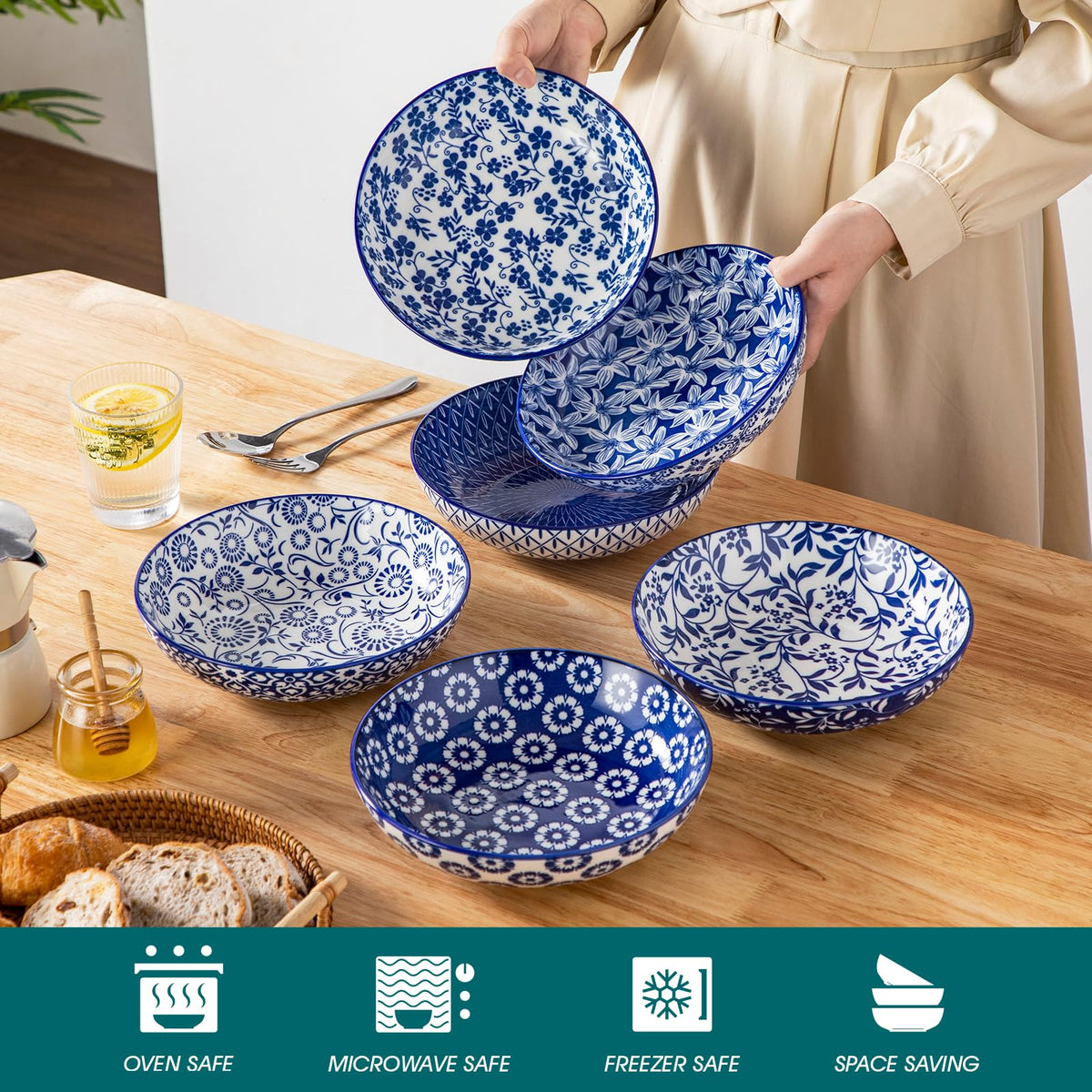 12-Piece Porcelain Pasta Bowls and Espresso Cups Set H868619