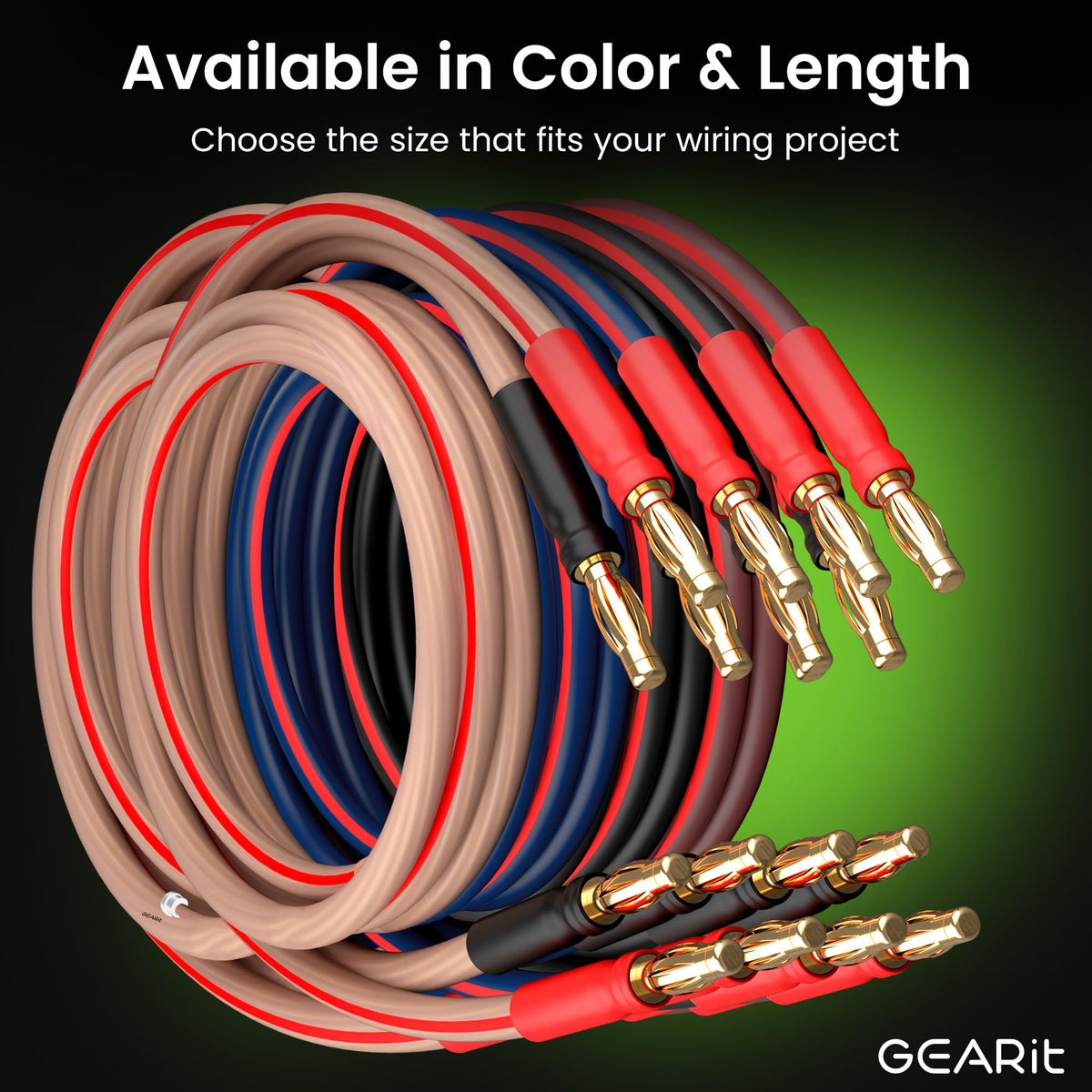 14 Gauge OFC Speaker Wire with Banana Plugs, 2 Pack 6.6 ft Each L3508