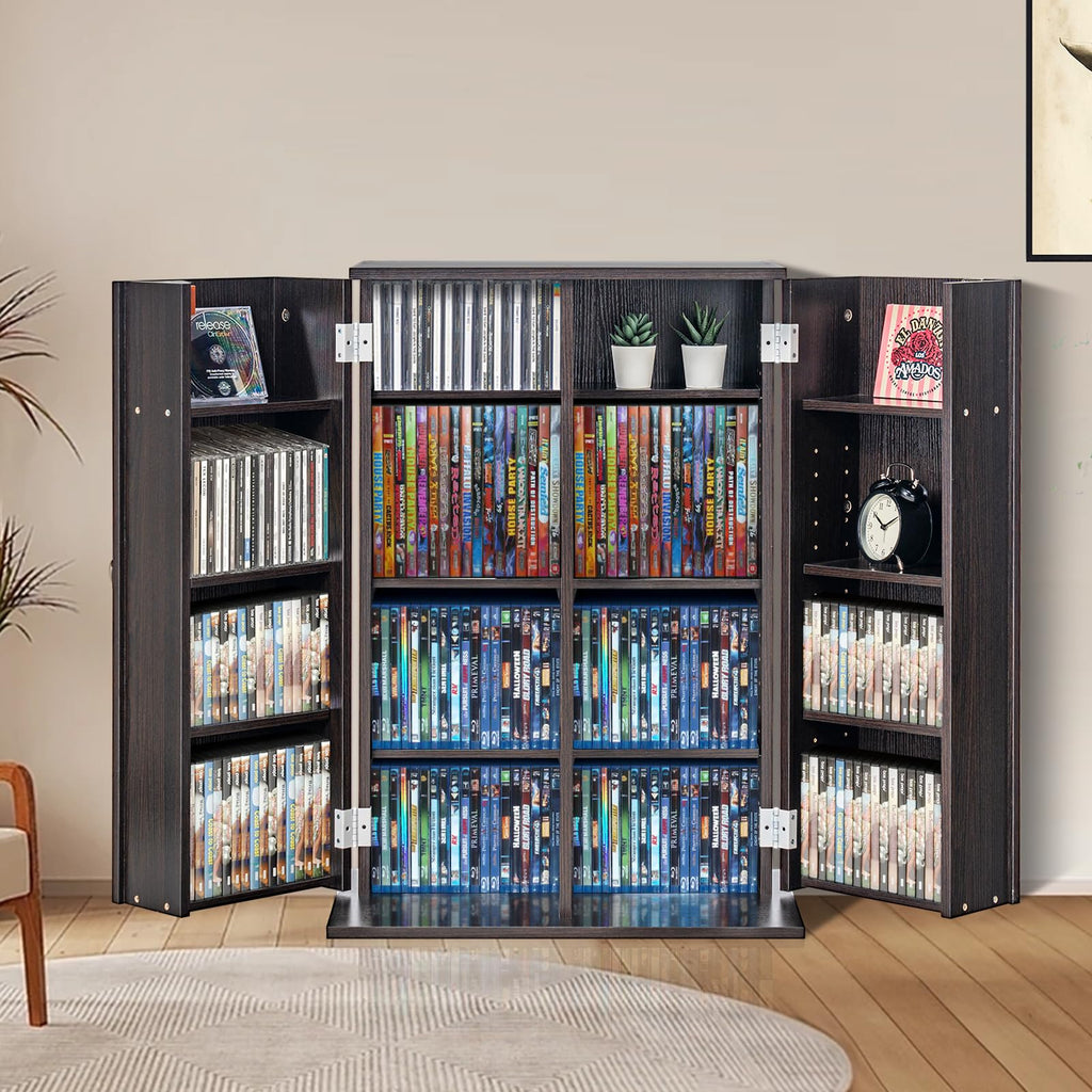 Espresso Media Storage Cabinet with Doors and Shelves B6699