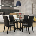48" Glass Dining Table Set with 4 PU Leather Chairs B811549