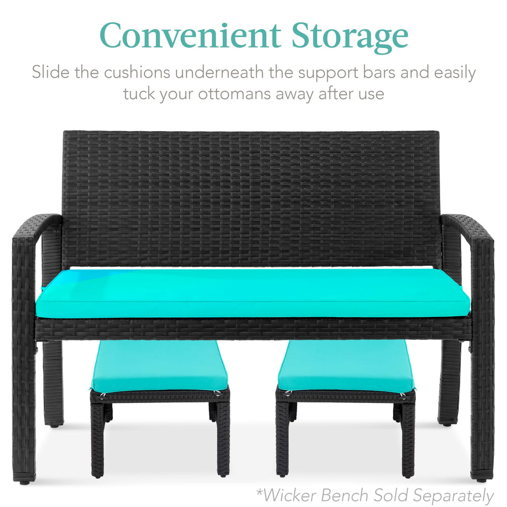 Set of 2 Wicker Ottomans with Removable Cushions M8588
