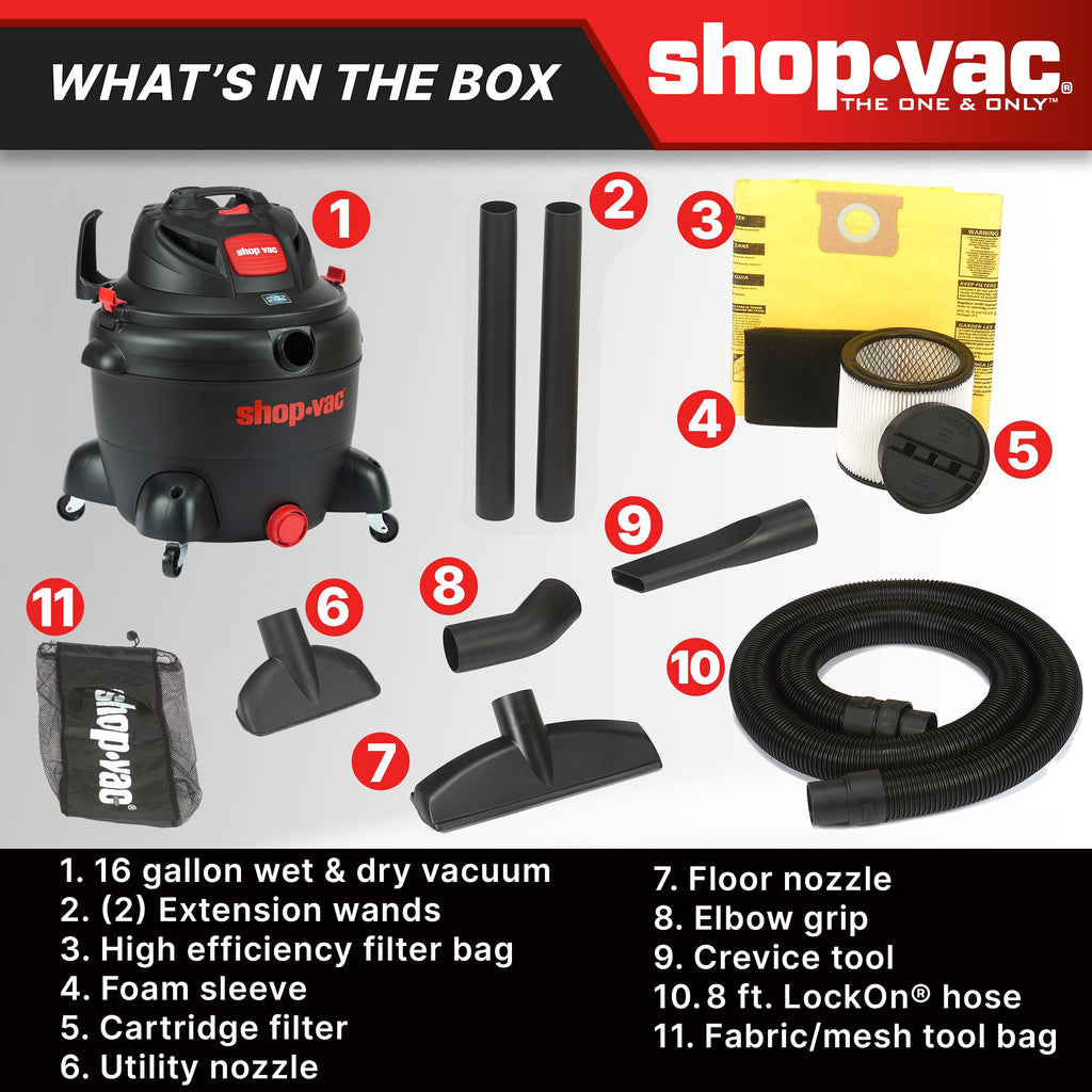 16 Gallon 6.5 Peak HP Wet/Dry Vac with Blower J829917