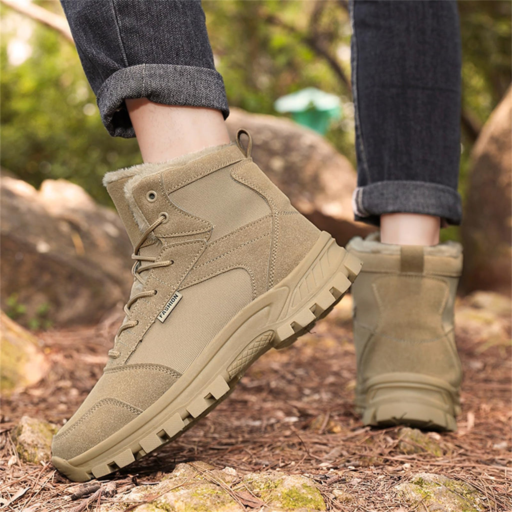 Mid Top Fur Lined Suede Leather Waterproof Military Tactical Boots F7015