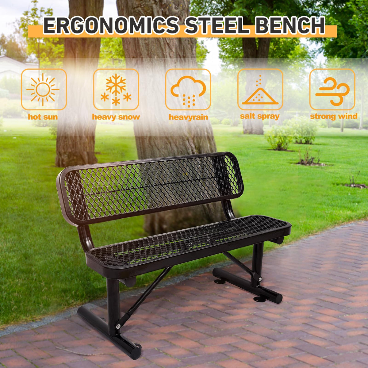 Metal Park Bench with Backrest I815131