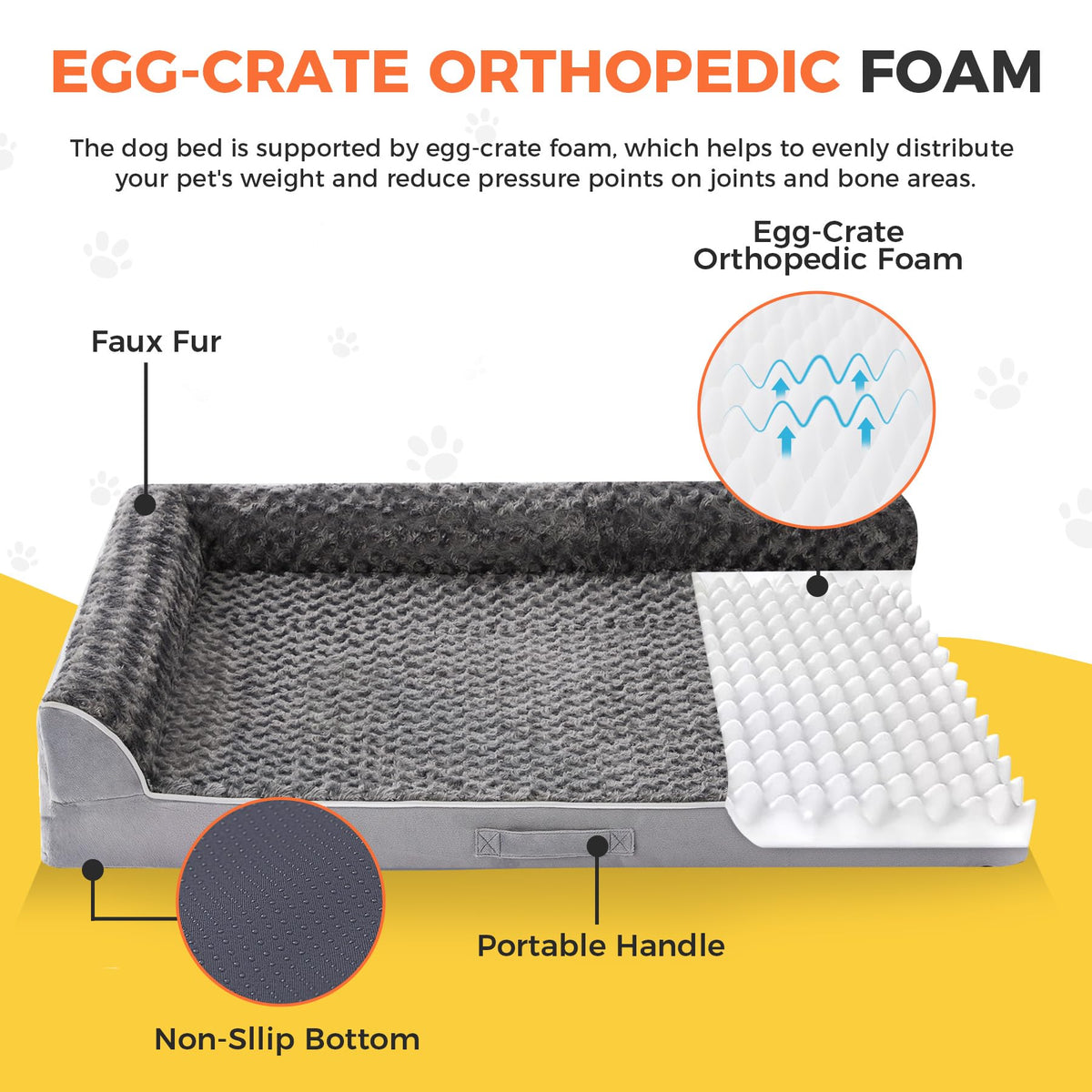 XL Orthopedic Dog Bed Grey J82717