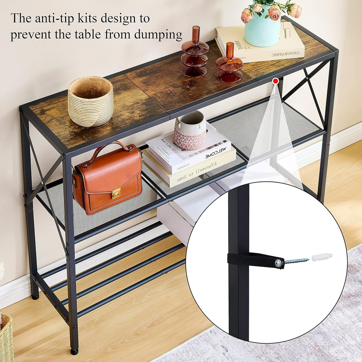3 Tier Narrow Console Table with Shelves N8161