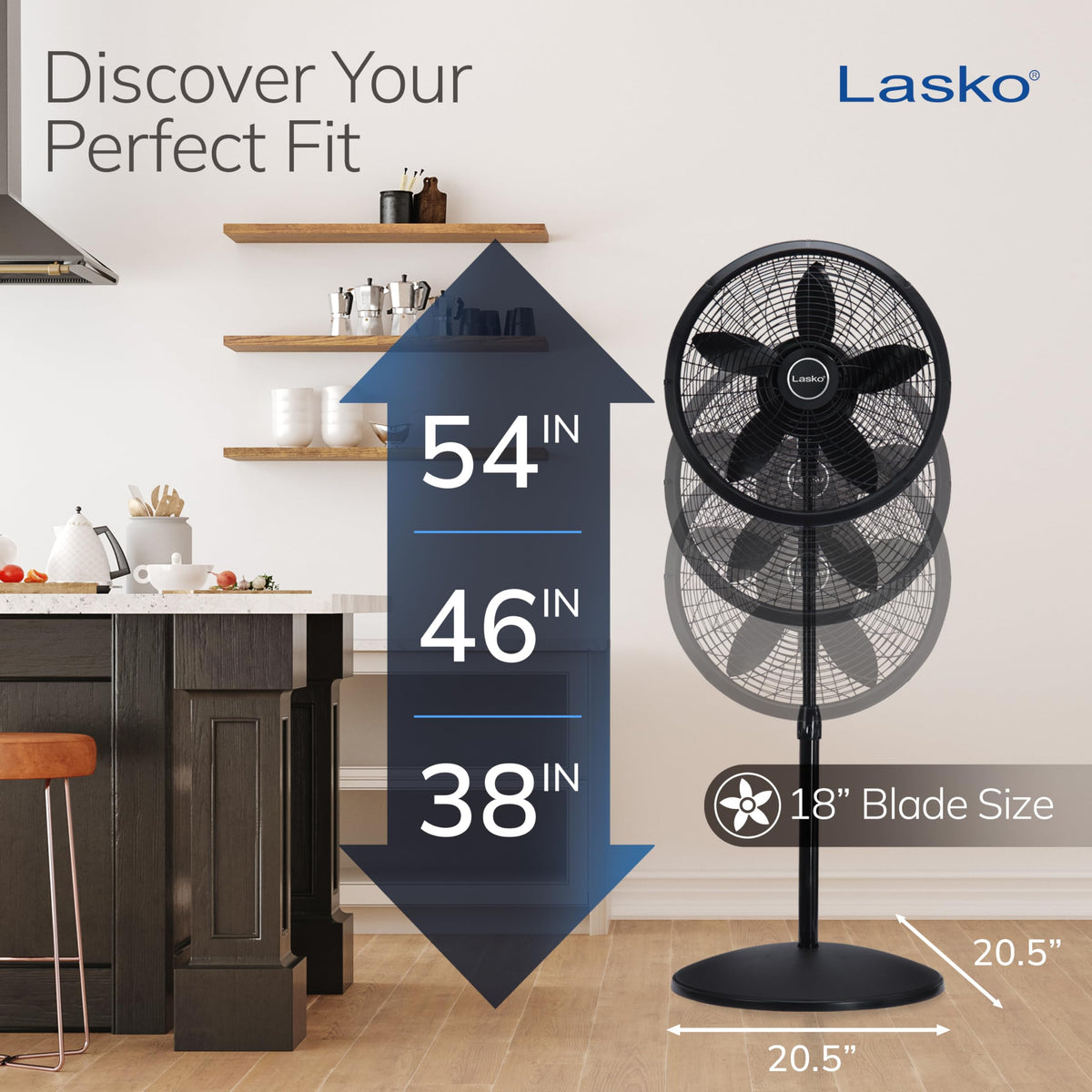 Adjustable Pedestal Fan 18” Black E476