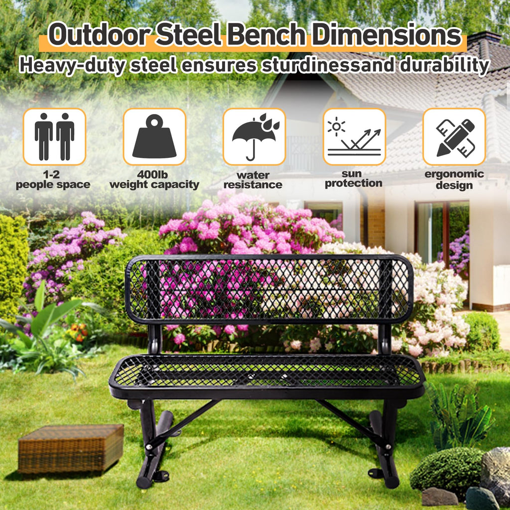Metal Park Bench with Backrest I815131