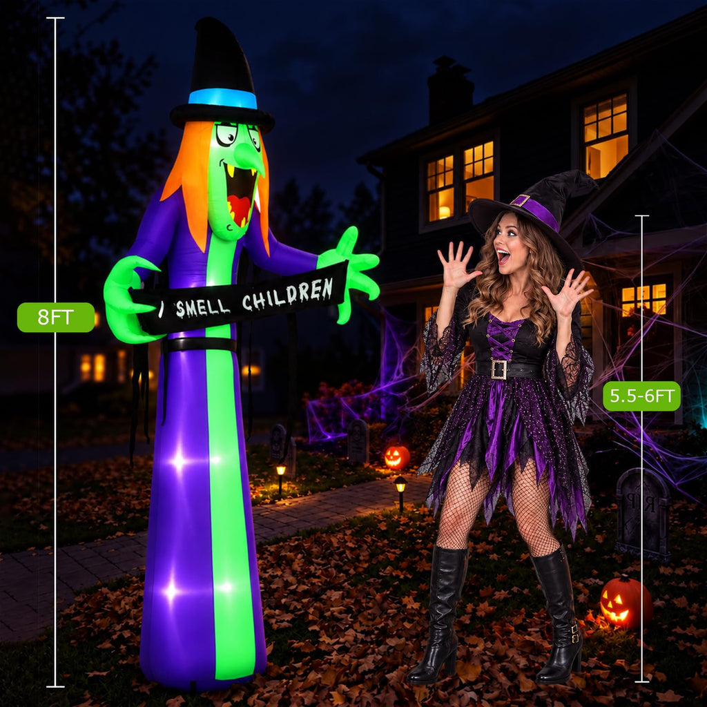 8FT LED Inflatable Witch Yard Decor R3584