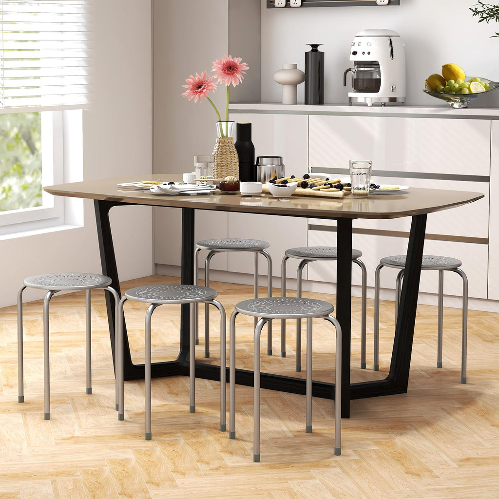 Grey 6 Pack Stackable Metal Stools R388505