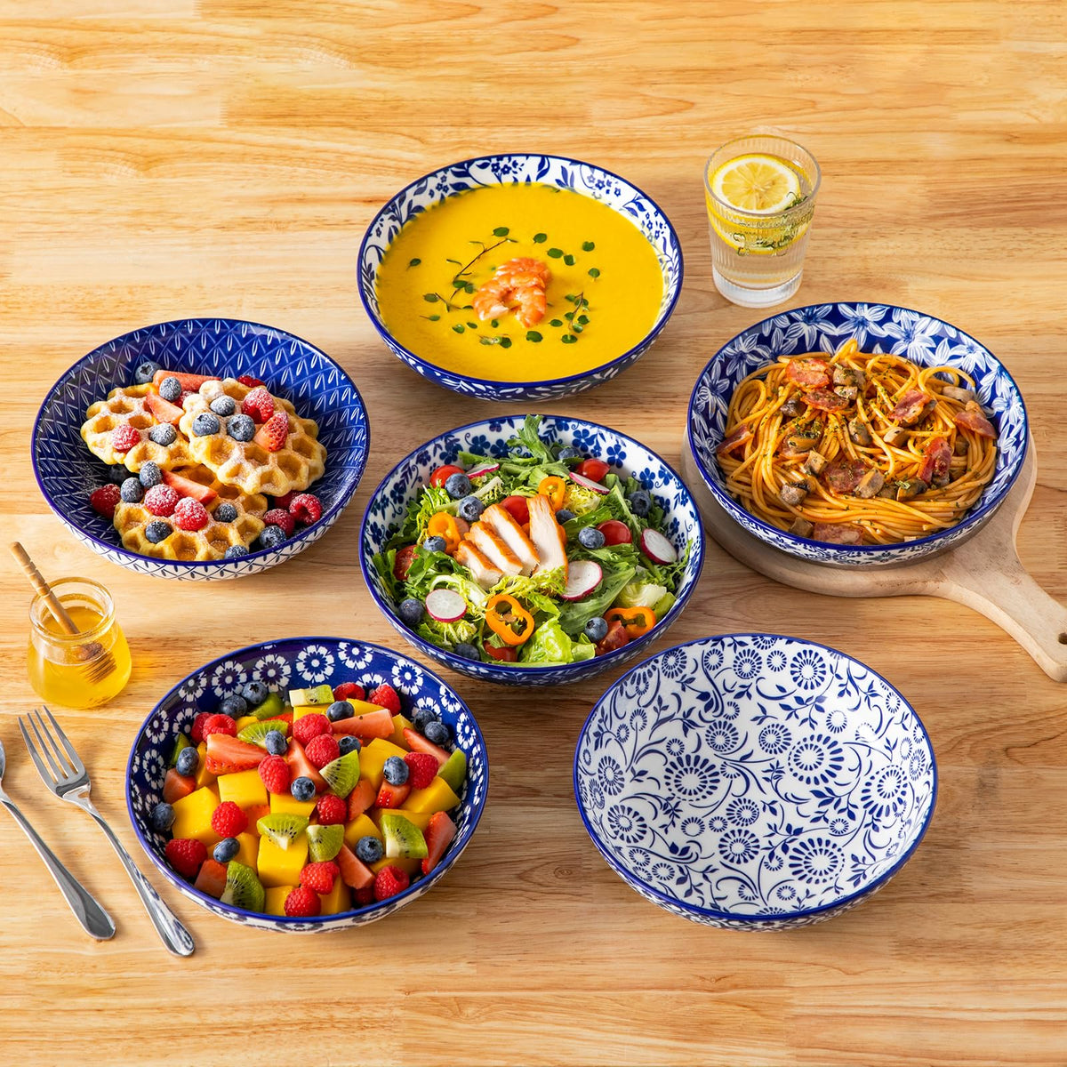 12-Piece Porcelain Pasta Bowls and Espresso Cups Set H868619