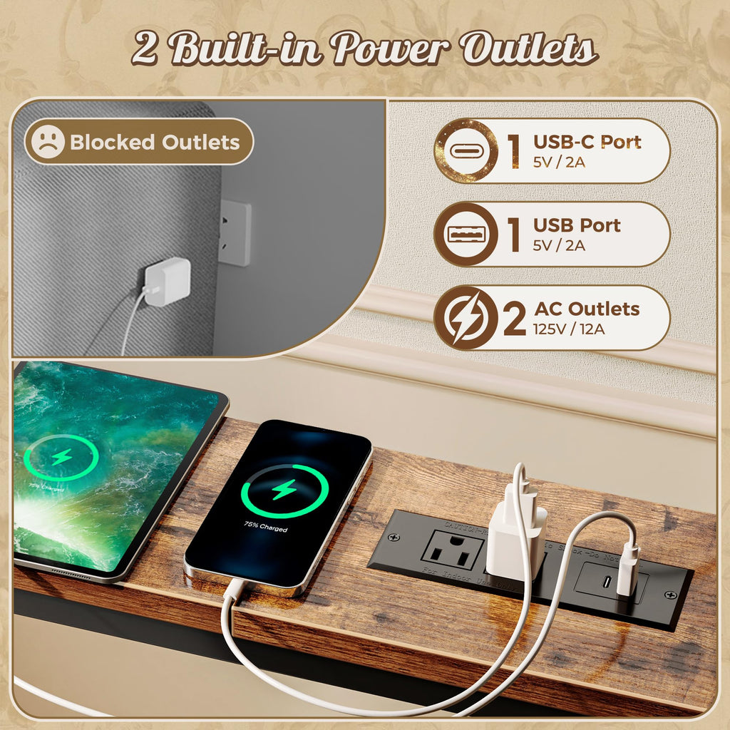 Narrow Sofa Table with 2 Power Outlets and USB-C Port Y828004
