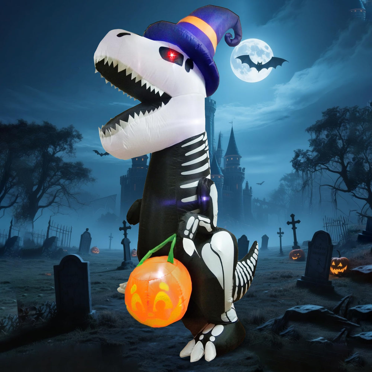 8 FT Inflatable Skeleton Dinosaur with Built-in LEDs V937