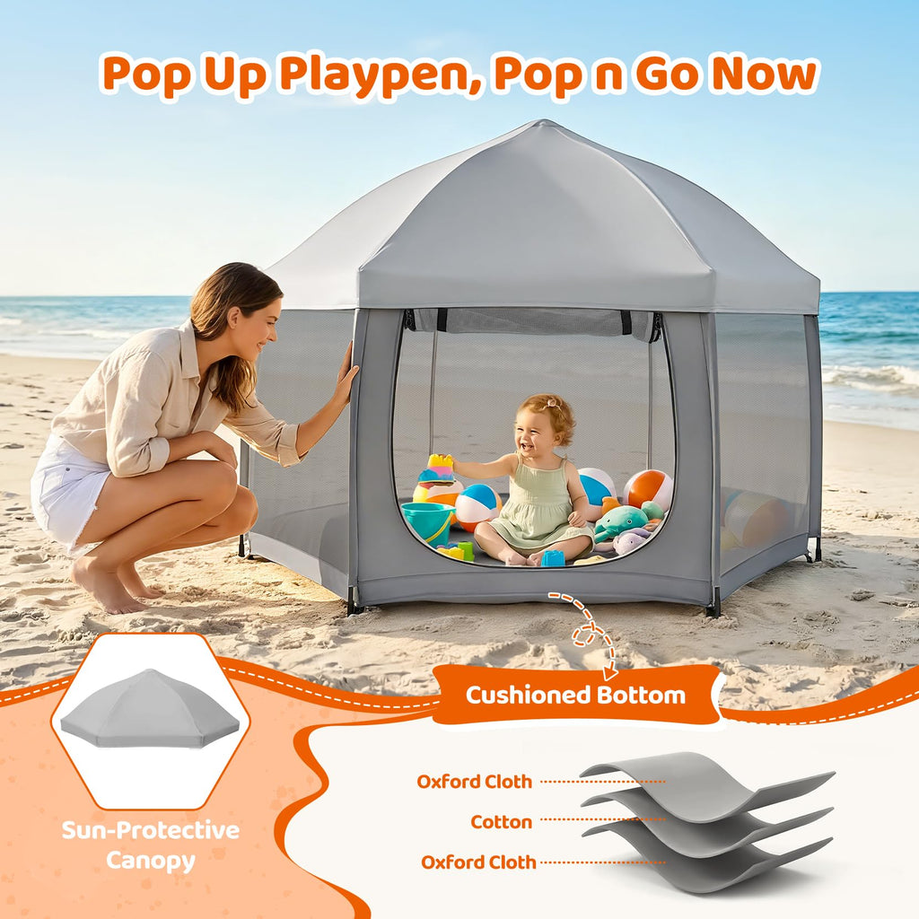 Portable Pop Up Playpen with Canopy X969735
