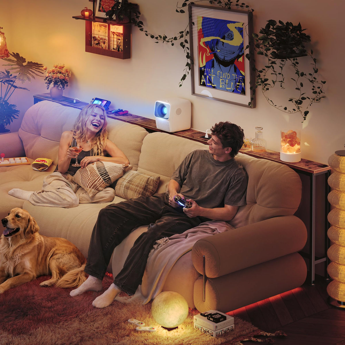 110.2 Inch Narrow Sofa Table with Power Outlets and USB-C Ports J114