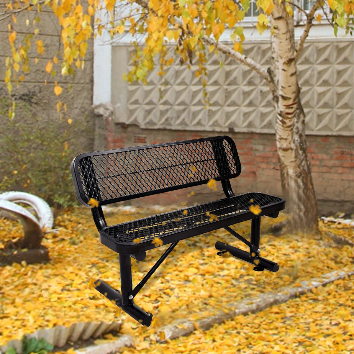 Metal Park Bench with Backrest I815131