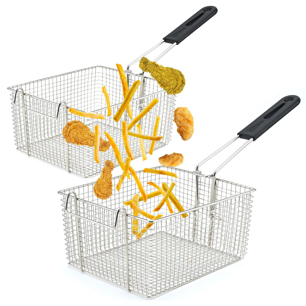 Electric Fryer Basket with Rubber Handle Grip, 2 Pcs I396
