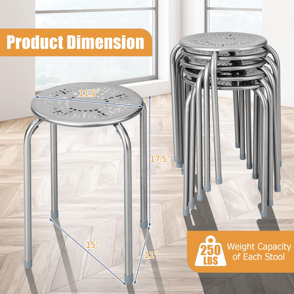 Grey 6 Pack Stackable Metal Stools R388505