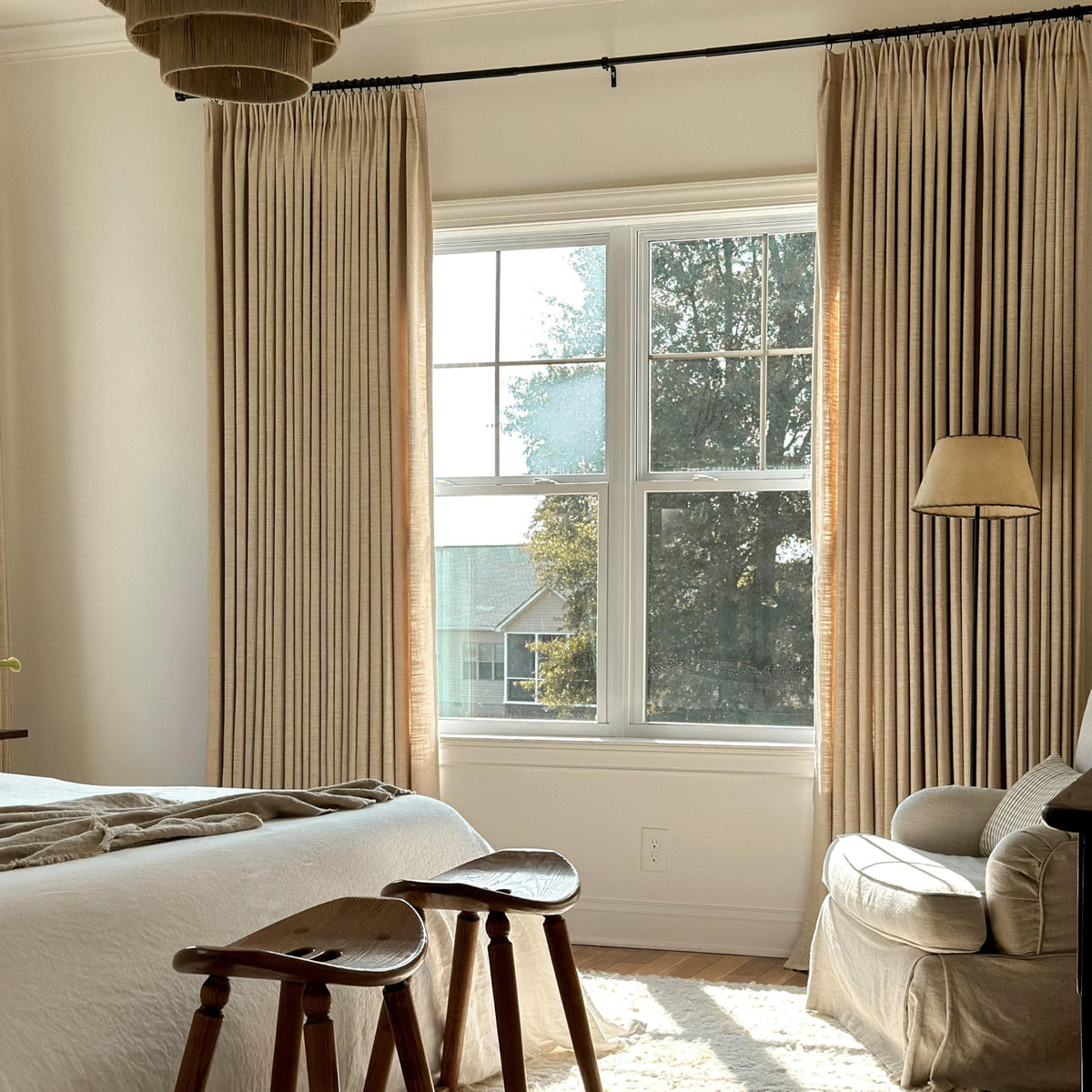 Linen Pinch Pleated Blackout Curtain 1 Panel R89311