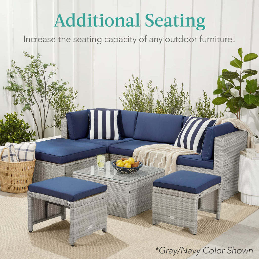 Set of 2 Wicker Ottomans with Removable Cushions M8588