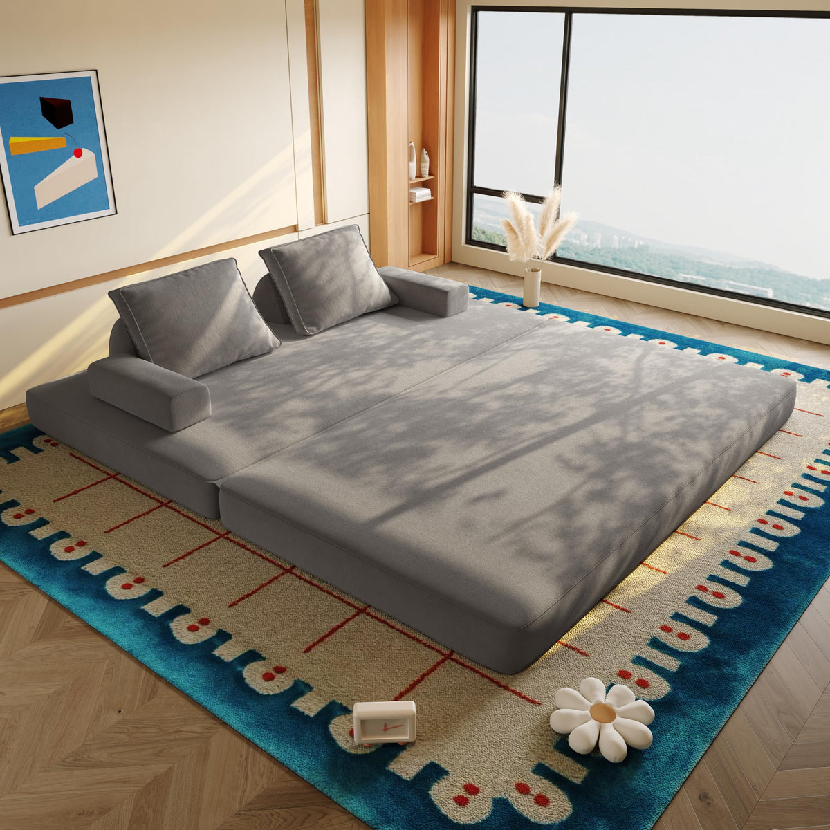 Light Gray Convertible Sofa Bed J9511